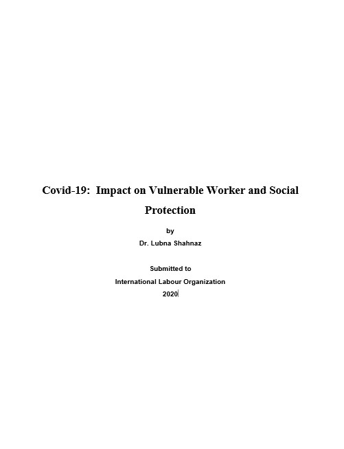 Covid-19:  Impact on Vulnerable Worker and Social Protection