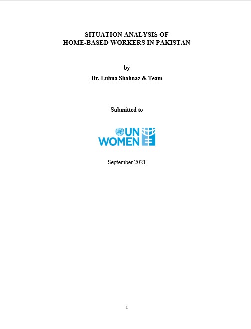 situation analysis of home-based workers in Pakistan